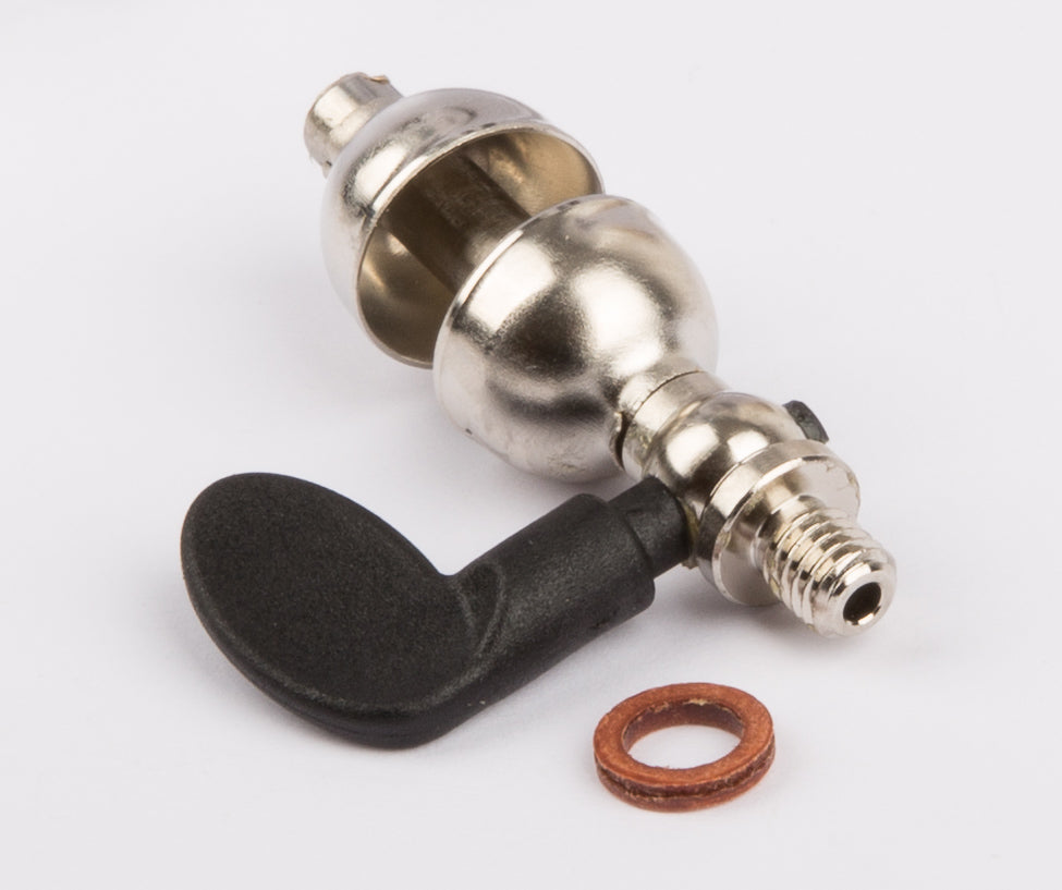 Dome steam whistle, nickel, M5 thread, with plastic lever