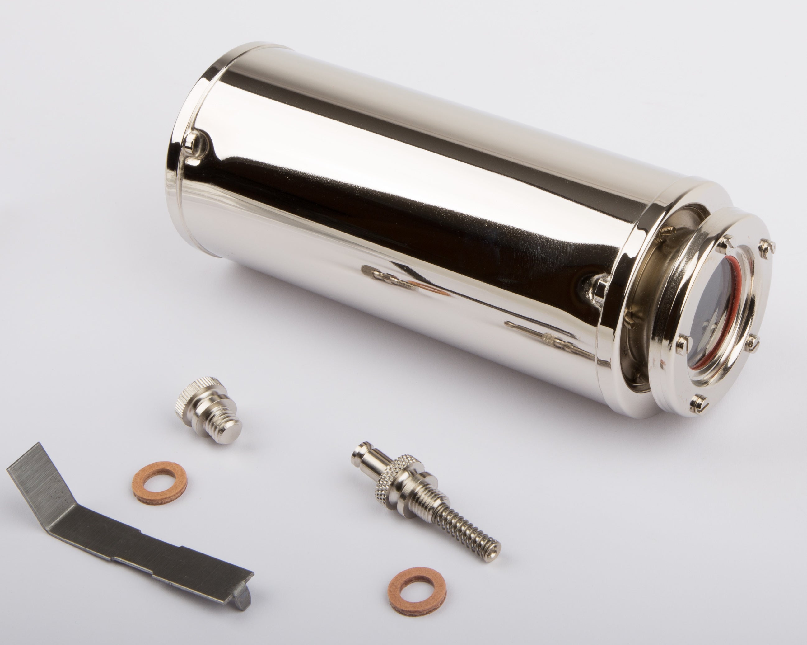Boiler with spring safety valve including glass and fastening