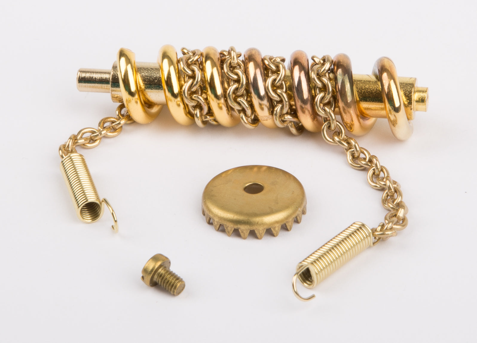 Worm with chain and gear ring (brass) with tension spring