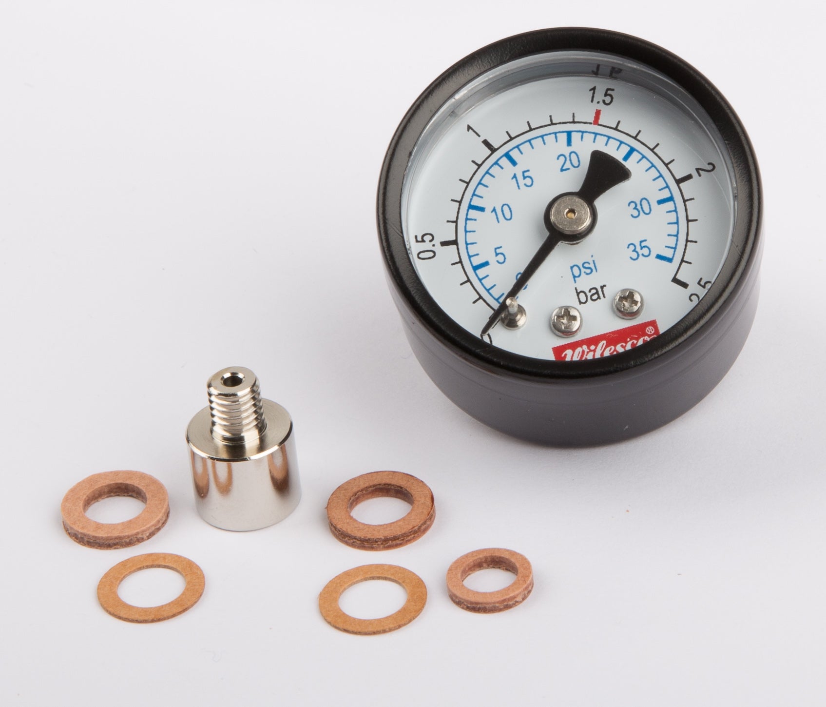 Pressure gauge 35 mm, rear M6 thread + adapter 01529