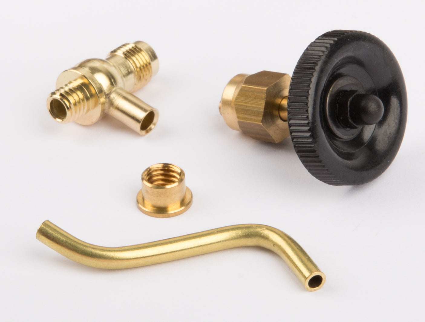Water drain valve with valve body lower part, drain pipe, collar nut/solder ring, brass