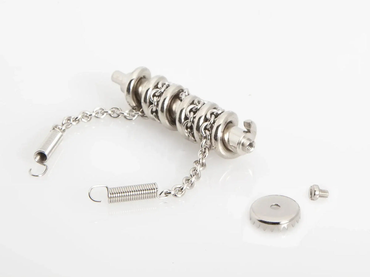 Schnecke mit Kette und Zahnkranz, kurz, (nickel) mit Zugfeder