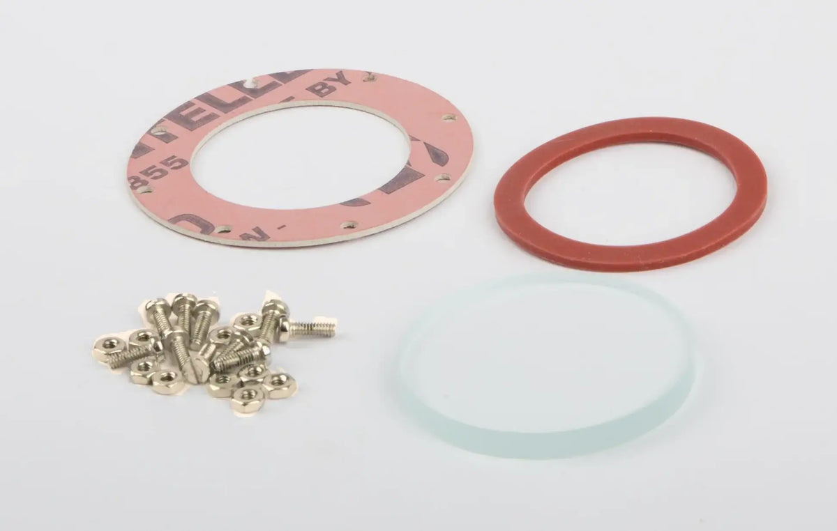 Wasserstandsglas, 4 mm Stärke, D=37 mm Schrauben, Muttern (messing)