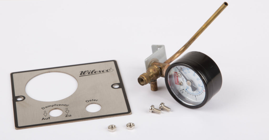 Manometer M 6 thread D=35 mm, manometer connection tube and fitting plate for self-soldering