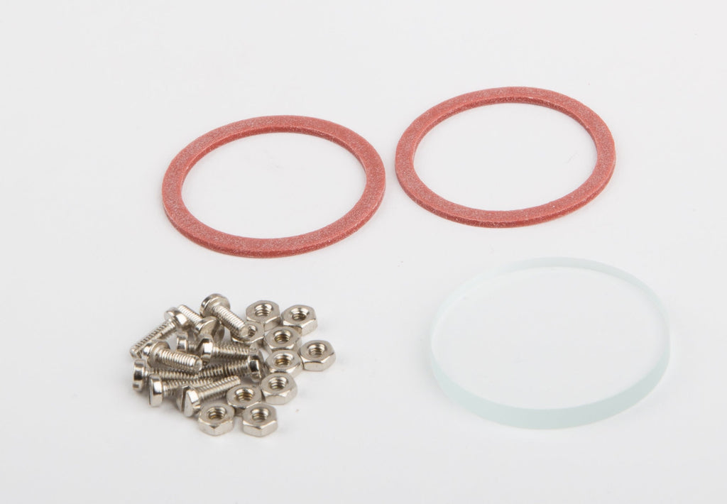 Water level glass 27 mm with screws, nuts and seals