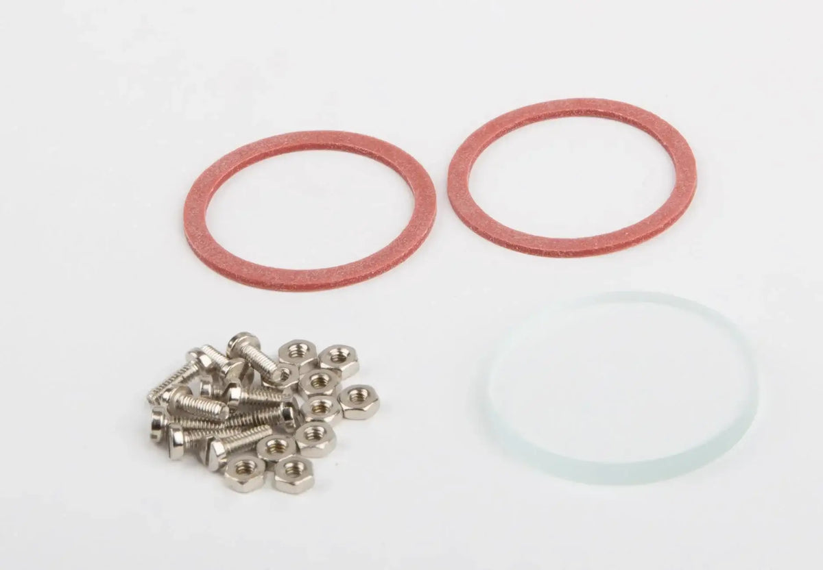 Wasserstandsglas 27 mm mit Schrauben, Muttern und Dichtungen