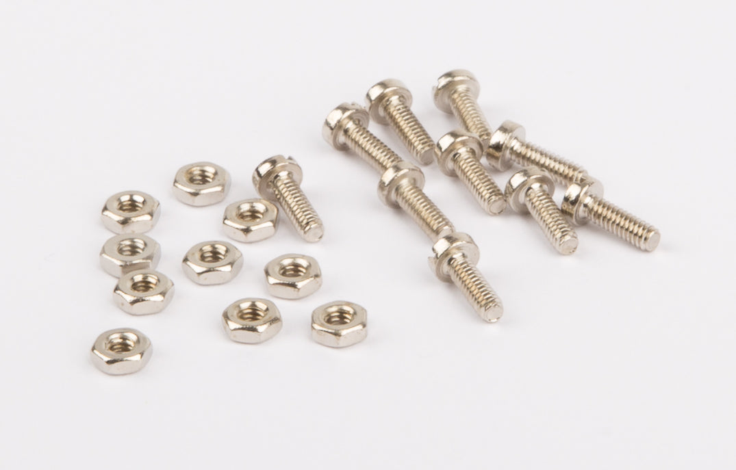Screws + nuts M 2.10 pair, nickel-plated