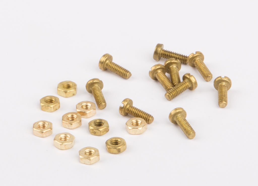 Screws + nuts M 2.10 pair, brass