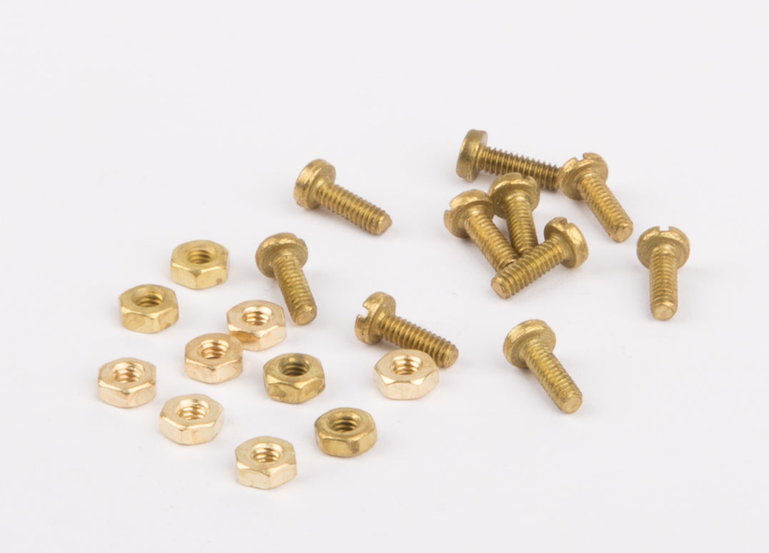 Screws + nuts M 2.10 pair, brass