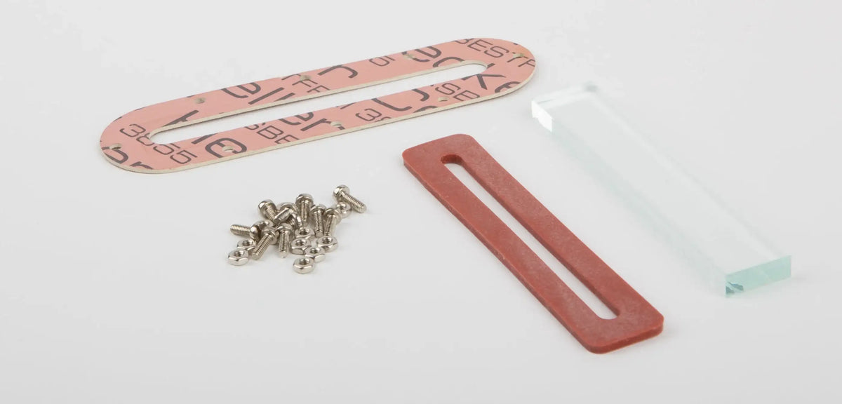 Wasserstandsglas 80 x 14 x 5 mm, mit Schrauben, Muttern und Dichtungen