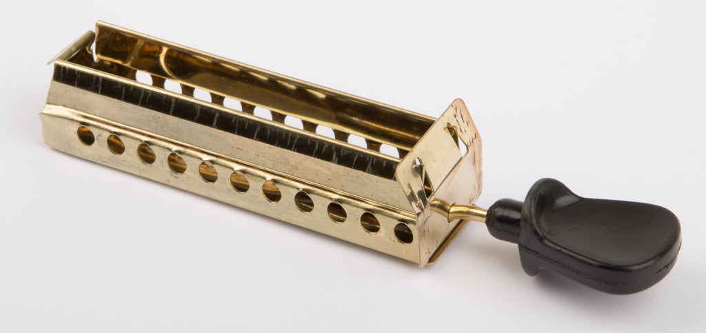 Burner slide brass, handle black 80 mm