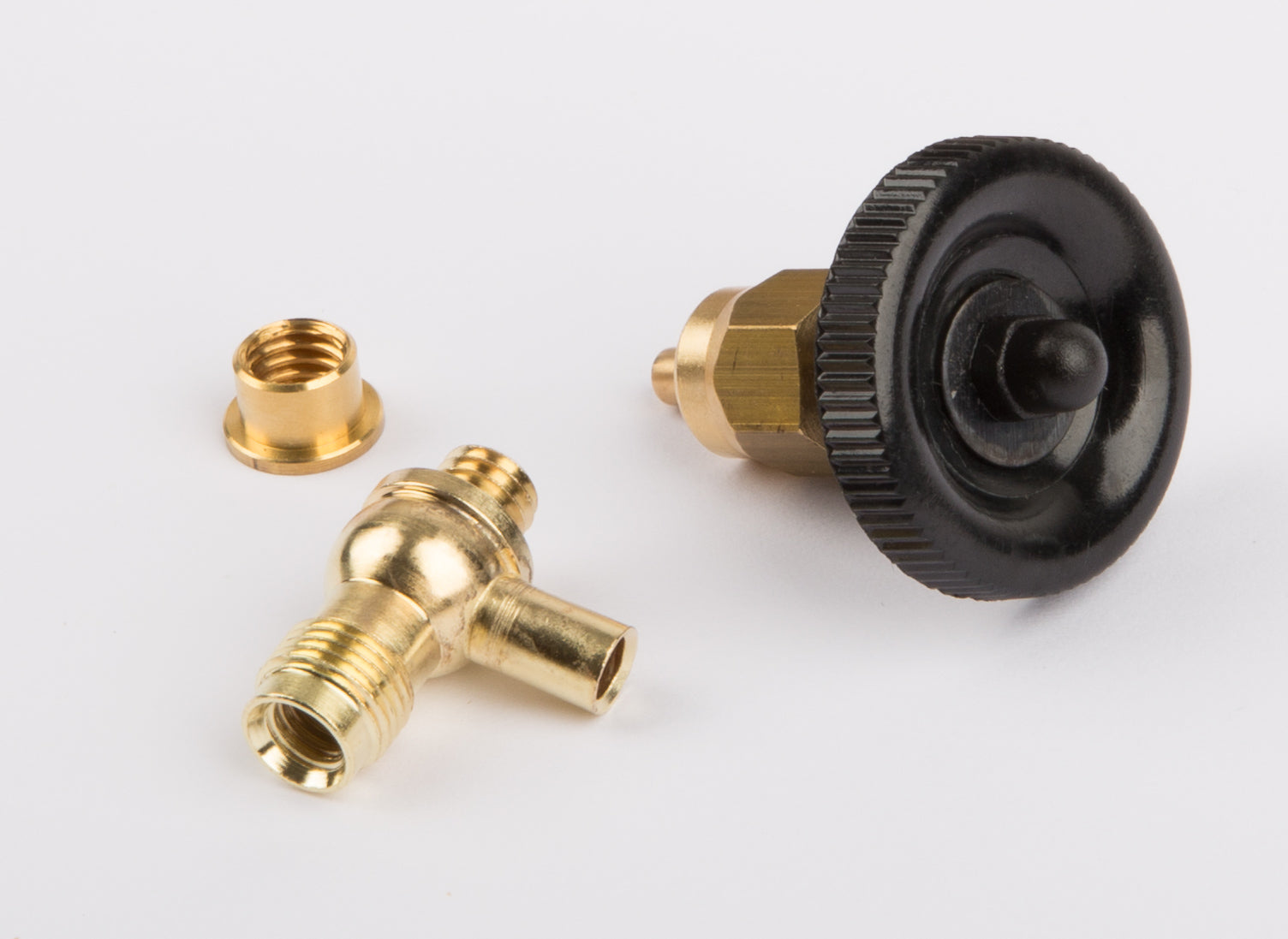 Steam shut-off valve/drain valve with valve body lower part and collar nut/solder ring, brass
